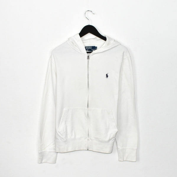 Vintage Ralph Lauren zip up hoodie pullover sweatshirt windbreaker fleece track jacket in white