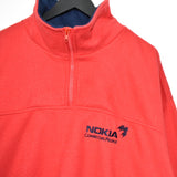 Vintage Nokia quarter zip up fleece jumper longsleeve tee pullover sweatshirt in red