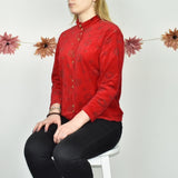 Cute vintage Partout with buttons jumper sweater top cardigan pullover blouse in red