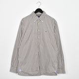 Vintage Tommy Hilfiger formal button up shirt long sleeve top in white and brown stripes