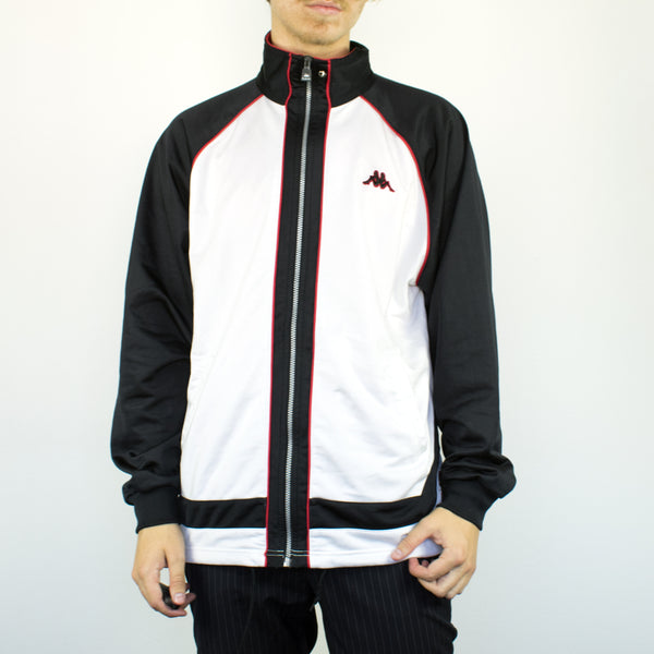 Vintage Kappa tracksuit track jacket fleece windbreaker in white and black
