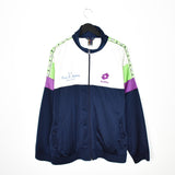 Vintage lotto track fleece longsleeve tee pullover windbreaker sweatshirt in blue blue and white