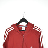 Vintage Adidas zip up hoodie jacket tracksuit sweatshirt pullover jumper track jacket in burgundy