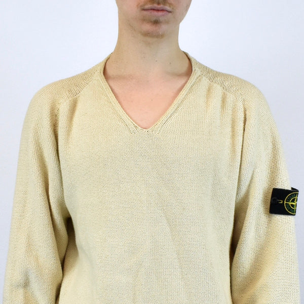 Vintage Stone Island light knit sweater pullover jumper in white