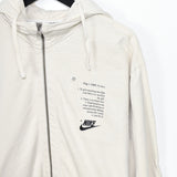 Vintage Nike zip up hoodie pullover sweatshirt windbreaker fleece track jacket in milk white
