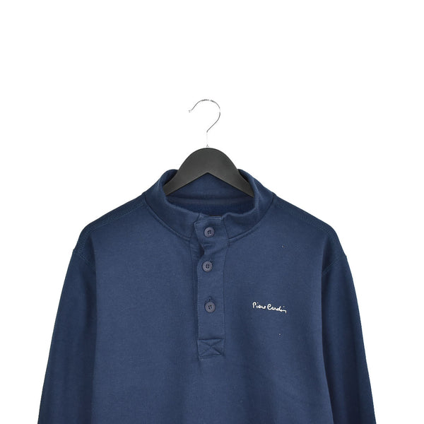 Vintage Pierre Cardin jumper fleece sweatshirt tracksuit track jacket trackie pullover long sleeve in dark blue