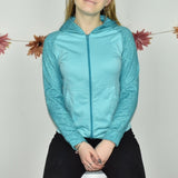 Vintage Champion zip up fleece track jacket blazer cardigan jumper sweater top pullover in electric green/cyan