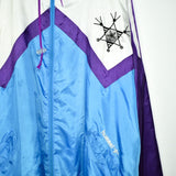 Vintage Hummel track bomber jacket fleece windbreaker in purple blue and white