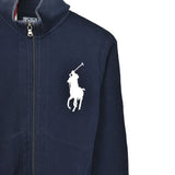 Vintage Ralph Lauren zip up hoodie pullover sweatshirt windbreaker fleece track jacket in blue and white