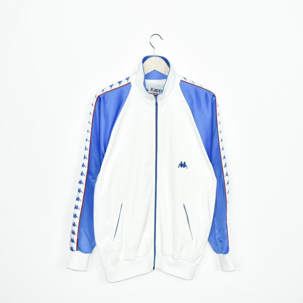 Vintage Kappa tracksuit trackie jacket zip up sweater in white and blue