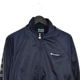 Vintage Champion zip up windbreaker tracksuit track jacket trackie sweater jumper sweatshirt pullover long sleeve in dark blue