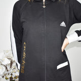 Cute sporty Adidas long zip up track jacket hoodie jumper sweater top cardigan pullover in black