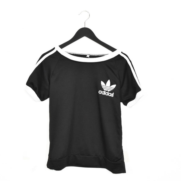 Vintage Adidas t-shirt tee blouse top in black and white