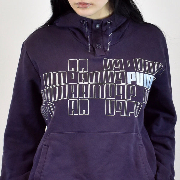 Vintage Puma hoodie jumper sweatshirt sweater pullover in navy blue