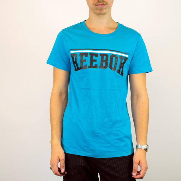 Vintage Reebok t-shirt top blouse tee in cyan