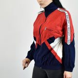 Vintage tracksuit track jacket fleece windbreaker in red, navy blue and white