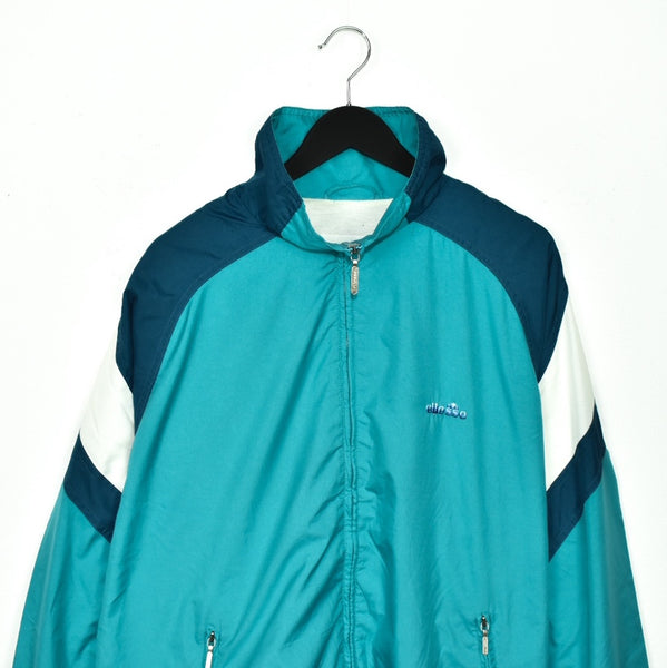 Vintage ellesse windbreaker tracksuit fleece longsleeve tee pullover sweatshirt jumper in electric green blue