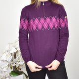 Cute Pringle golf quarter zip up long sleeve top sweatshirt jumper sweater pullover in purple and pink
