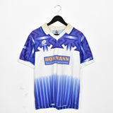 Vintage lotto polo sport shirt short sleeve t-shirt tee blouse top in blue and white