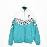 Vintage lotto track jacket longsleeve tee pullover windbreaker sweatshirt in white and electric blue
