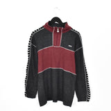 Vintage arena quarter zip up tracksuit track jacket trackie sweater jumper sweatshirt pullover long sleeve in dark grey and red