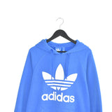 Vintage Adidas hoodie long sleeve sweatshirt track jacket fleece windbreaker jumper in bright blue