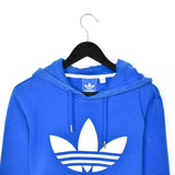 Vintage Adidas hoodie pullover sweatshirt windbreaker fleece track jacket in blue and white
