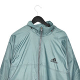 Vintage Adidas puffer jacket track windbreaker coat pullover bomber jacket trench coat in teal