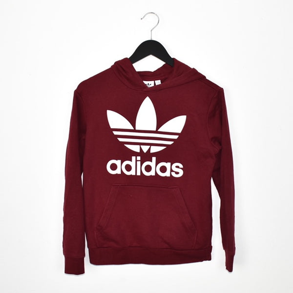 Vintage Adidas hoodie long sleeve sweatshirt jumper in maroon