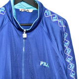 Vintage Fila windbreaker zip up tracksuit track jacket trackie sweater jumper sweatshirt pullover long sleeve in blue and cyan