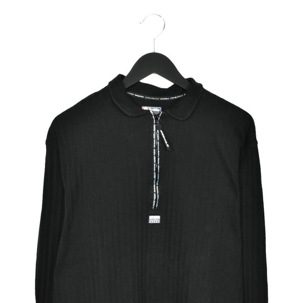 Vintage lotto zip up long sleeve t-shirt polo top blouse tee sweater in black