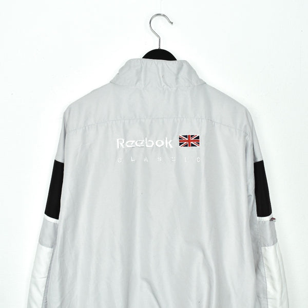 Vintage Reebok windbreaker tracksuit fleece longsleeve tee pullover sweatshirt jumper in grey black white