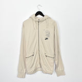 Vintage Nike zip up hoodie pullover sweatshirt windbreaker fleece track jacket in milk white