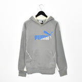 Vintage Puma hoodie pullover sweatshirt windbreaker fleece track jacket in grey