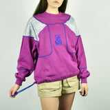 Vintage rare Lotto sweatshirt hoodie jumper sweater pullover in purple and gray