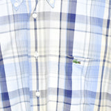 Vintage Lacoste button down formal shirt long sleeve blouse top in checkered blue