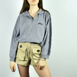 Vintage Asics half zip sweatshirt fleece hoodie jumper sweater pullover in gray