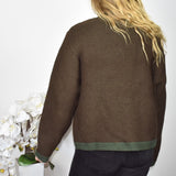 Vintage knitted blazer sweatshirt jumper sweater top pullover in brown and green