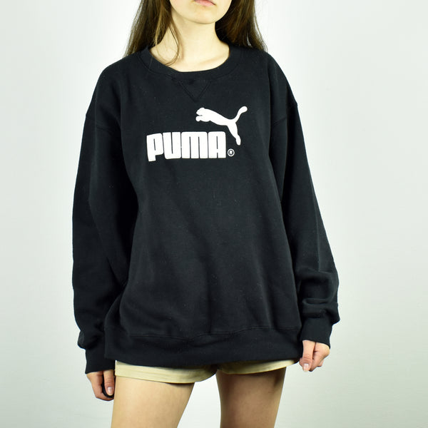 Vintage Puma sweatshirt hoodie jumper sweater pullover in black
