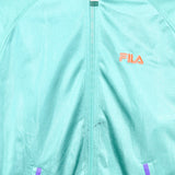 Vintage Fila zip up windbreaker tracksuit track jacket trackie sweater jumper sweatshirt pullover long sleeve in emerald green