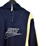 Vintage Nike quarter zip up jumper longsleeve tee pullover sweatshirt in dark blue and yellow