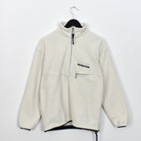 Vintage Beach&Snow Fun Sport quarter zip up fleece jumper longsleeve hoodie tee pullover sweatshirt in white