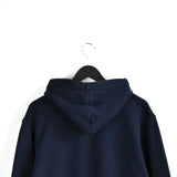 Vintage Adidas hoodie pullover sweatshirt windbreaker fleece track jacket jumper in dark blue and white