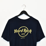 Vintage Hard Rock Cafe Munich t-shirt tee blouse top in navy and yellow