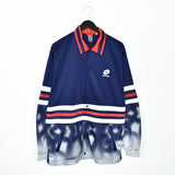 Vintage lotto bomber jacket windbreaker fleece track jacket in dark blue white and red