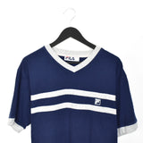 Vintage Fila V-neck t-shirt top blouse tee in blue and greg