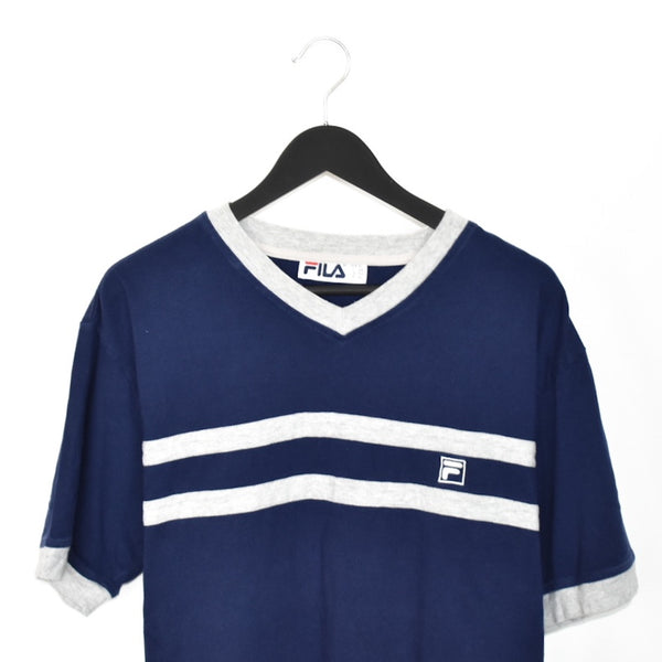 Vintage Fila V-neck t-shirt top blouse tee in blue and greg