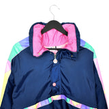 Vintage Ellesse pullover button up jacket windbreaker tracksuit track jacket trackie sweater jumper sweatshirt long sleeve in dark blue and rainbow