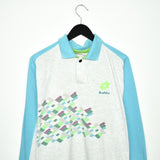 Vintage Lotto polo formal sweater jumper sweatshirt pullover long sleeve tracksuit trackie jacket in grey neon green and cyan