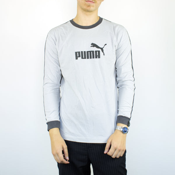 Vintage Puma thin material longsleeve tee pullover sweatshirt in gray